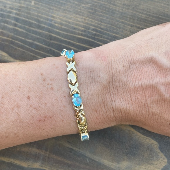 14k Gold Town & Country Blue Topaz Bracelet - Picture 4 of 7